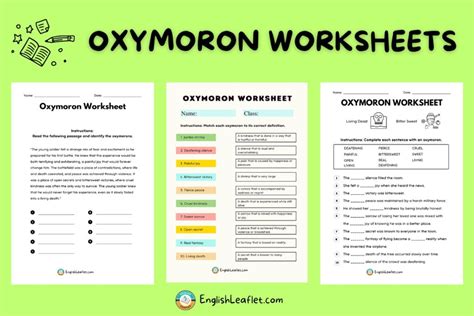 Oxymoron Worksheets With Answers Englishleaflet