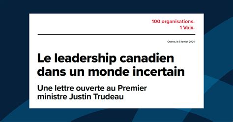 Lettre Ouverte Au Premier Ministre Justin Trudeau Cooperation Canada