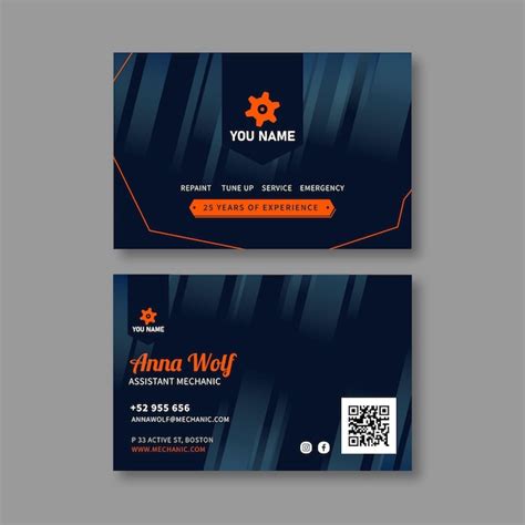 Premium Vector | Mechanic horizontal business card