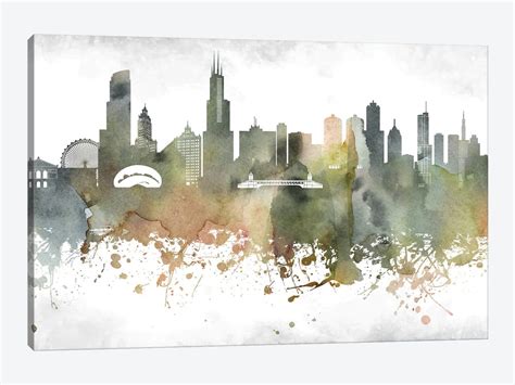 Chicago Skyline Canvas Artwork by WallDecorAddict | iCanvas