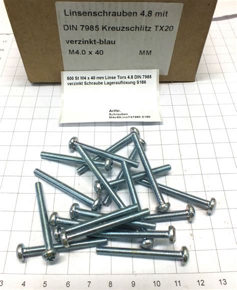 500 St M4 X 40 Mm Linse Torx 4 8 DIN 7985 Verzinkt Schraube