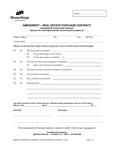 Amendment Real Estate Form ≡ Fill Out Printable Pdf Forms Online