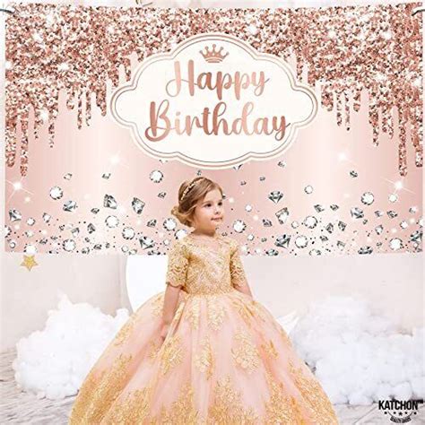 Katchon Xtralarge Rose Gold Happy Birthday Banner X Inch Rose