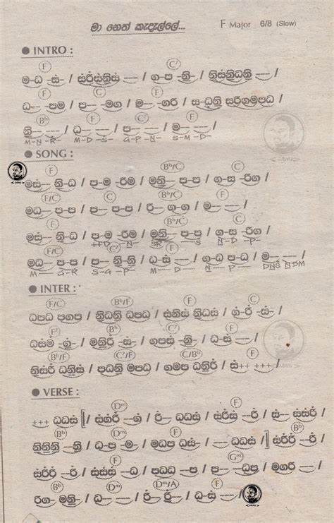 මා නෙත් කැදැල්ලෙma Neth Kadalle Keyboard Notes Andlyrics