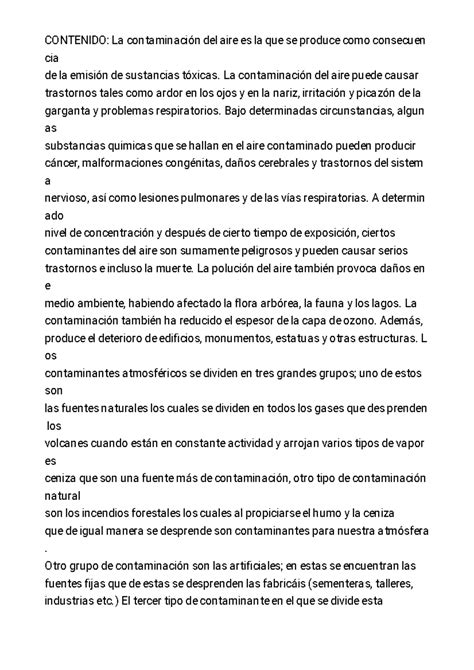 Ocrx 387ddf21 tarea CONTENIDO La contaminación del aire es la que