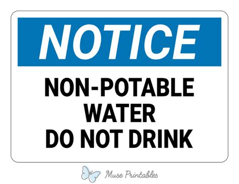 Printable Non Potable Water Do Not Drink Notice Sign