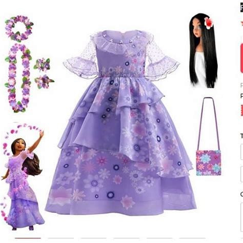 Deguisement Encanto Robe Avec Perruque De Princesse Violette Pour