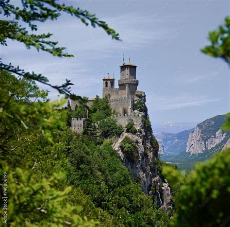 Panoramic View Of The Guaita Tower Also Called La Rocca Or Simply