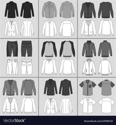 Mens Clothing Outlined Template Set Royalty Free Vector