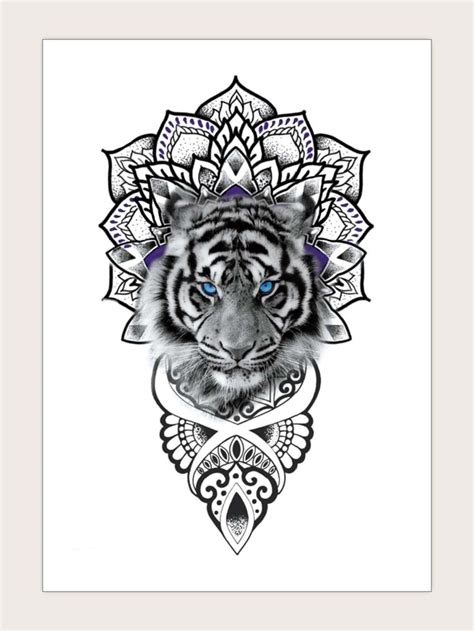 1sheet Tiger Pattern Tattoo Sticker | Tiger tattoo, Tiger tattoo design ...