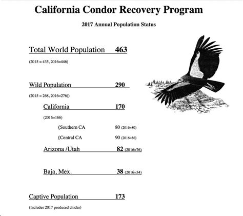 California Condor Recovery Program 2017 Population Statistics [source ...