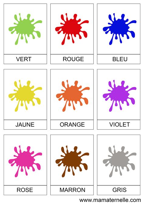 Cartes De Nomenclature Couleurs Ma Maternelle