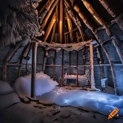 Interior Of A Cozy Viking House Made Of Ice And Snow On Craiyon