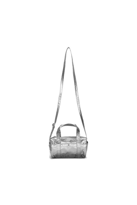 Glossy Logo Sporty Mini Duffel Bag In Silver Matinkim