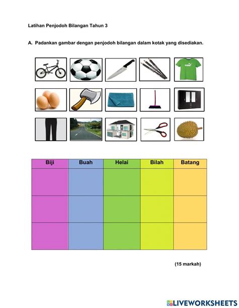 Latihan Penjodoh Bilangan Tahun 3 Online Exercise For Live Worksheets