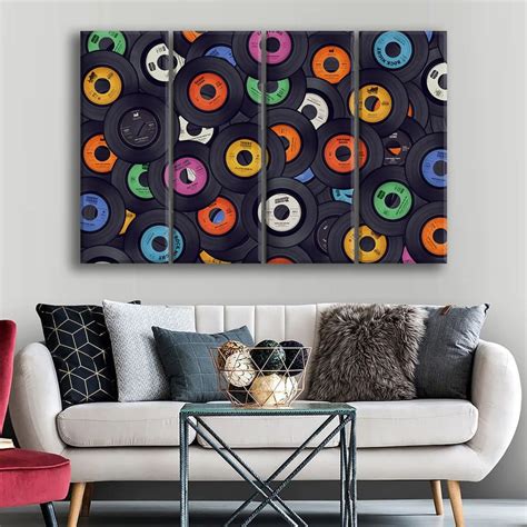 Vinyl Record Wall Art Music Decor Vintage Vinyl Covers Canvas Print ...