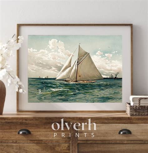 VINTAGE SAILBOAT Painting Art: Nautical Wall Decor, Sailboat Art Print ...