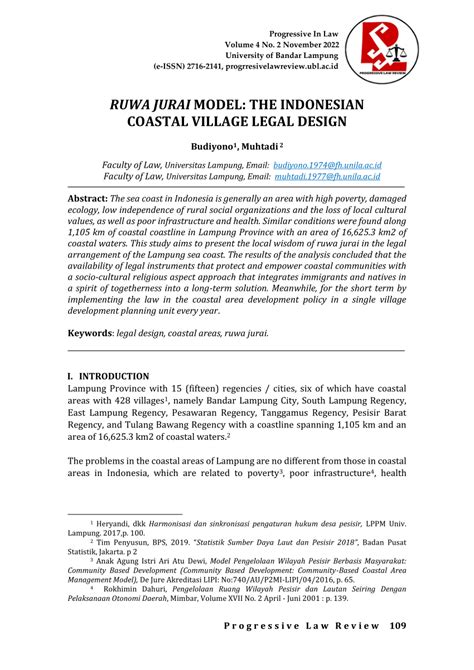 (PDF) RUWA JURAI MODEL: THE INDONESIAN COASTAL VILLAGE LEGAL DESIGN