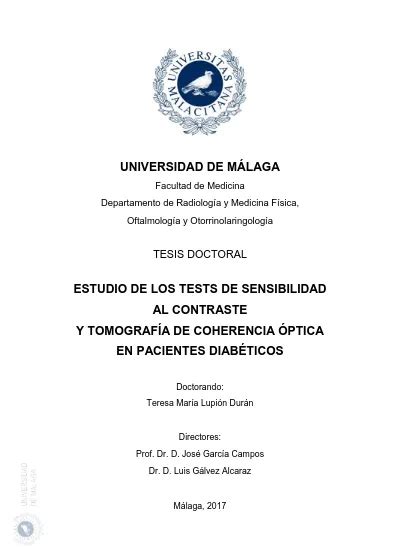 Estudio De Los Tests De Sensibilidad Al Contraste Y Tomograf A De