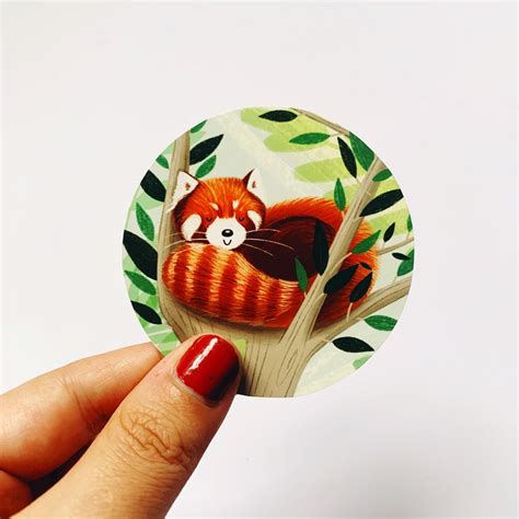 red panda vinyl gloss laptop sticker cute red panda illustrated vinyl