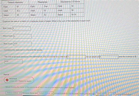 Solved Organize The Data In A Matrix On A Separate Sheet Of Paper