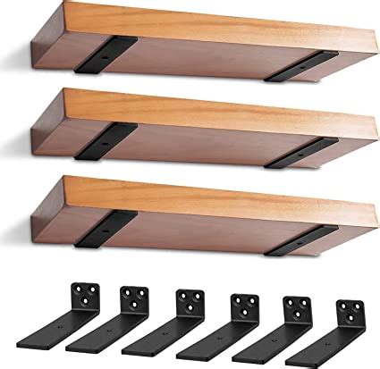 Heavy Duty Floating Shelf Brackets 6 Inch Black Solid Steel Floating