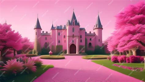 Premium Photo | Pink castle castle grounds