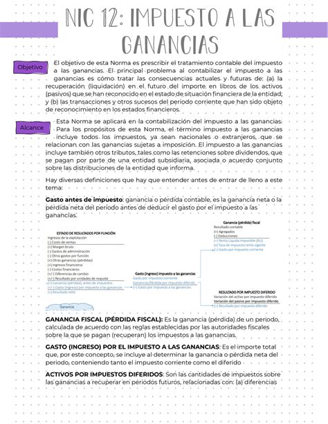 SOLUTION Resumen NIC 12 Impuesto A Las Ganancias Studypool