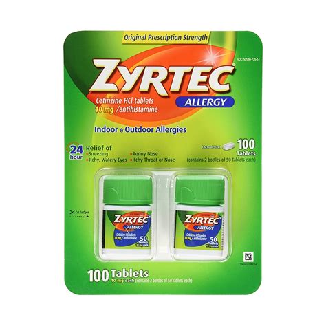 Zyrtec Cetirizine Hcl Antihistamine Mg Tablets