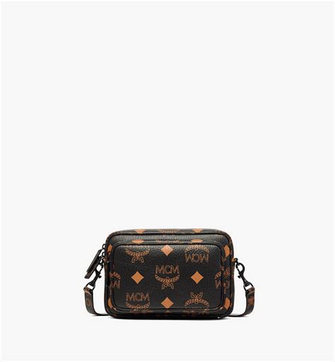 Small Aren Crossbody In Maxi Visetos Black Mcm Hk