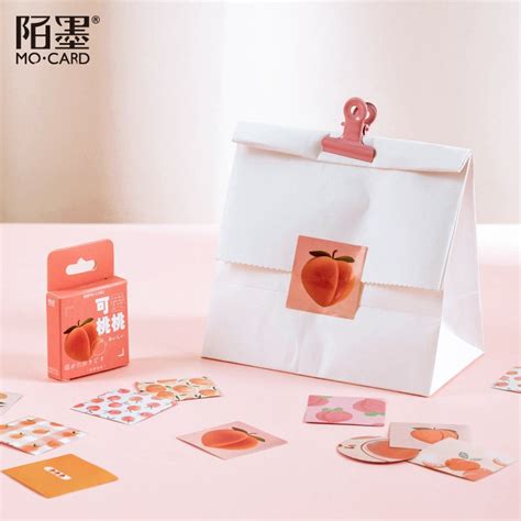 46 Pcsbox Cute Peach Decorative Stationery Stickers Set Kawaii Fruit