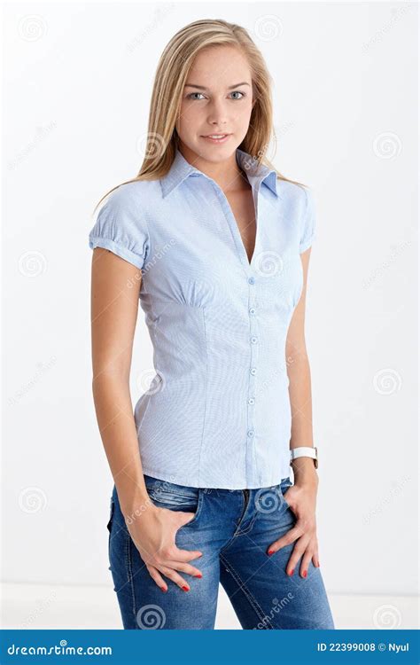 Vrij Het Blonde Glimlachen Stock Foto Image Of Alleen