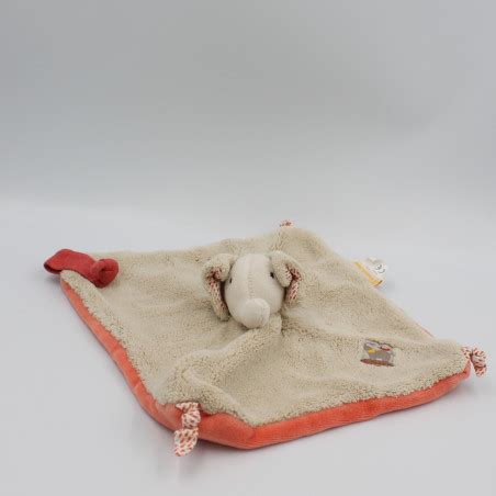 Doudou Plat L Phant Beige Rouge Les Papoum Moulin Roty