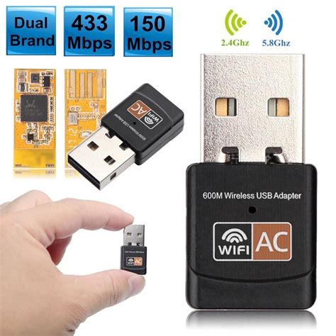 USB WiFi ADAPTER 600Mbps Wi Fi Adapter 5 GHz ไมมเสาอากาศ USB Ethernet