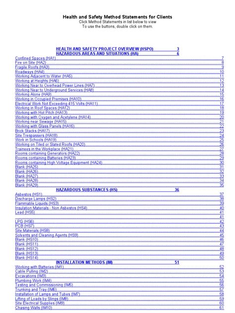 Health And Safety Method Statement Template For Free Free Templates Printable