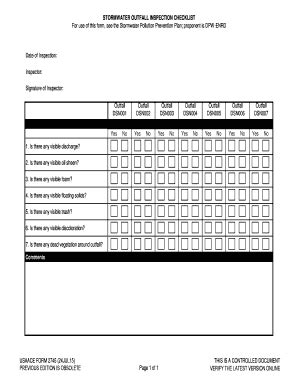 Fillable Online USAACE bForm 2745b Stormwater Outfall Inspection ...