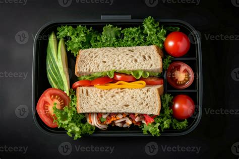 Lunch box sandwich top view. Generate Ai 29315564 Stock Photo at Vecteezy