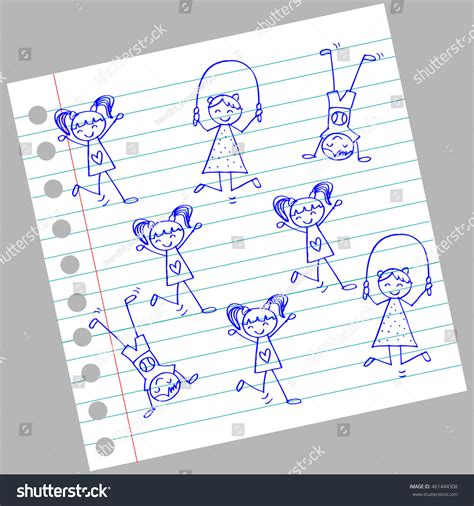 Cute Kids Playing Cartoon Style Stock Vector Royalty Free 461444308