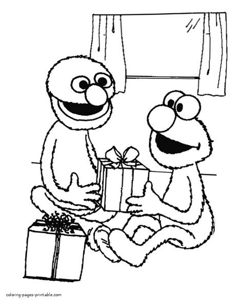 Elmo and Grover coloring from Sesame Street || COLORING-PAGES-PRINTABLE.COM