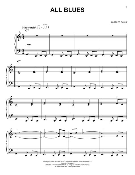 All Blues Very Easy Piano Print Sheet Music Now