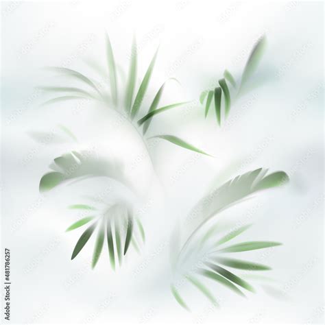 Vector Pattern With Palm And Banana Leaves Behind Frosted Glass The