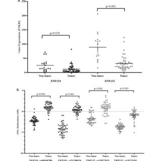 A Gene Expression And B DNA Methylation Analysis Of ZNF154 Black And