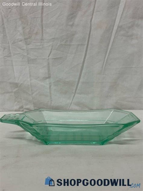 Vintage Indiana Glass Tea Room Uranium Glass Banana Split Dish