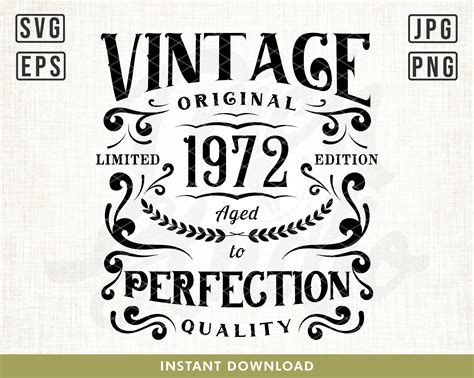 50th Birthday Svg Vintage 1972 Svg Aged To Perfection Etsy Singapore