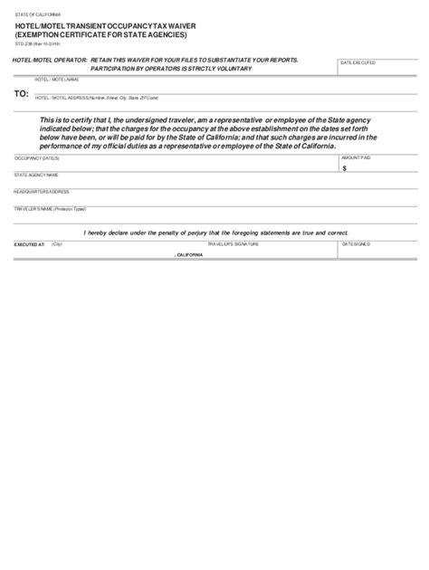 Lodging Tax Exemption Form Government Travelers Pdf Fill Out And Sign