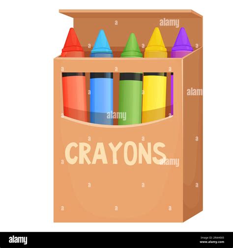 Crayones De Cera En Caja De Cart N En Estilo De Dibujos Animados