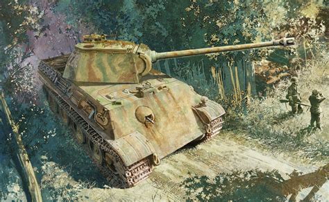 Pz Kpfw V Ausf G Panther Painting Art Tanks HD Wallpaper Rare