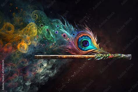 Flute And A Peacock Feather Generative AI Stock Illustration Adobe Stock