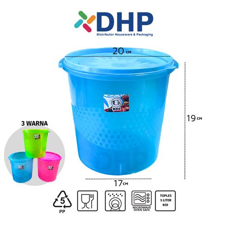 Jual KOI Toples Sealware 5 Liter D 20cm Plastik Besar Tempat Kerupuk