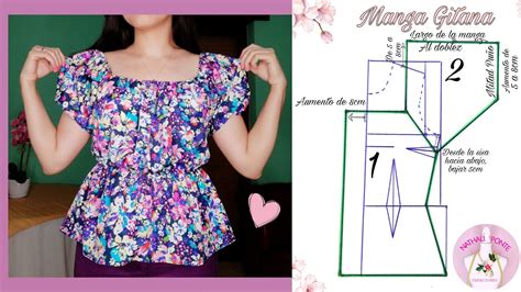 🌸 34 Blusa Linda Para Dama Con Elastico Y Manga Gitana PatrÓn Y ConfecciÓn Muy Facil Youtube